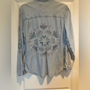 Rails Ingrid light vintage embroidery button up shirt, size medium